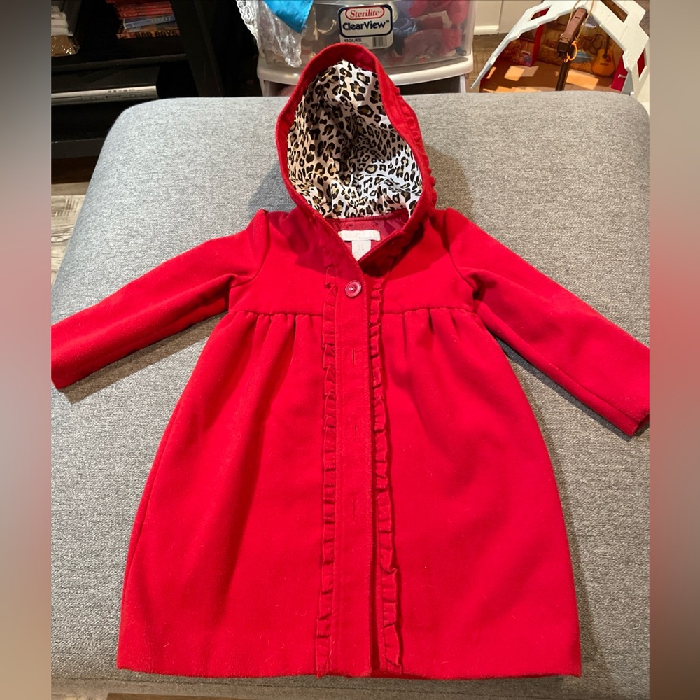 Camilla Dressy Winter Coat “Pea Coat” Style washable Red Girls Size 4T
